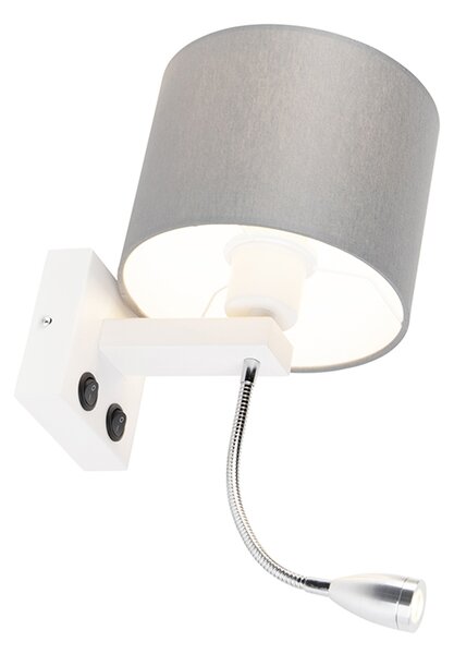 Nowoczesna lampa ścienna biała z szarym kloszem - Brescia