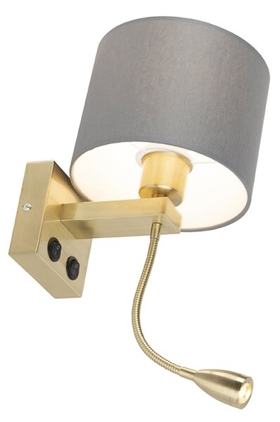 Lampa ścienna w stylu art deco złota z szarym kloszem - Brescia