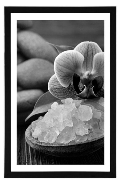 Plakat z passe-partout magia wellness w czerni i bieli