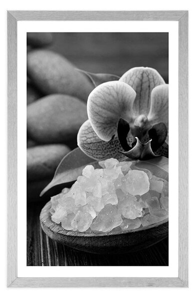 Plakat z passe-partout magia wellness w czerni i bieli