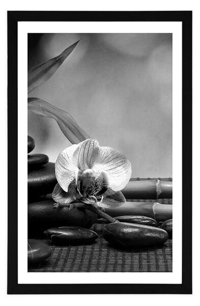 Plakat z passe-partout Feng Shui martwa natura w czerni i bieli