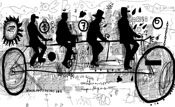 Fototapeta - Sztuka uliczna - przejeżdżający obok (196x136 cm)