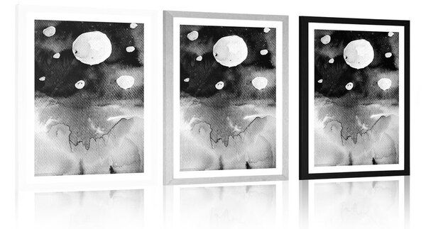 Plakat z passe-partout nocne niebo