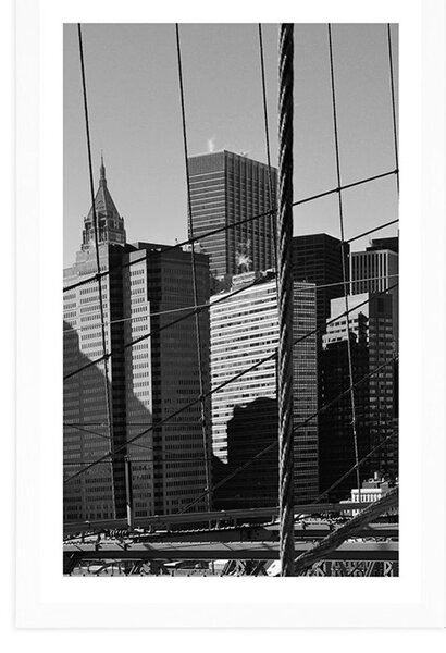 Plakat z passe-partout Manhattan w czerni i bieli