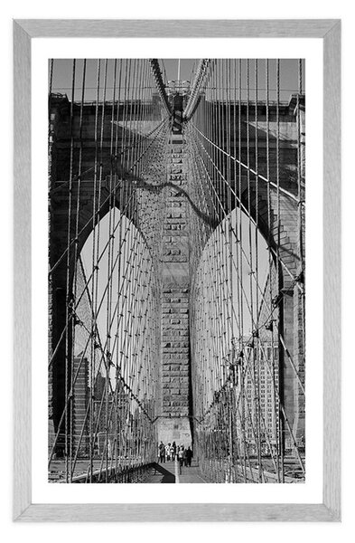 Plakat z passe-partout Manhattan w Nowym Jorku w czerni i bieli