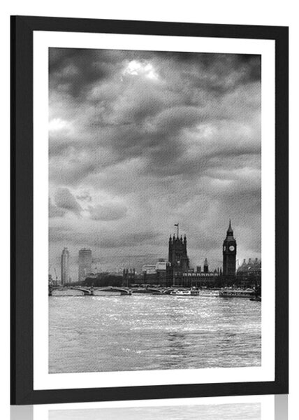 Plakat z passe-partout wyjątkowy Londyn w czerni i bieli