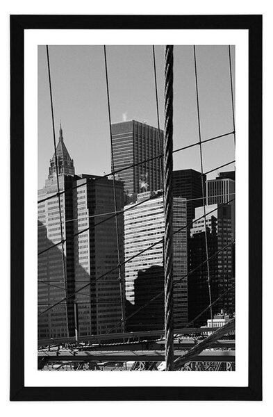 Plakat z passe-partout Manhattan w czerni i bieli
