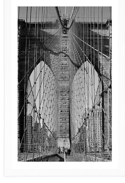 Plakat z passe-partout Manhattan w Nowym Jorku w czerni i bieli