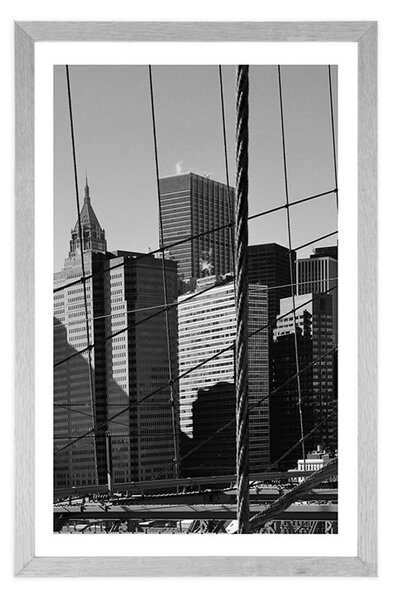 Plakat z passe-partout Manhattan w czerni i bieli