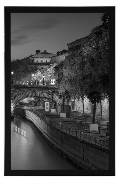 Plakat nabrzeże Paryża w czerni i bieli