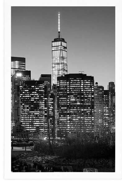 Plakat centrum New Yorku w czerni i bieli