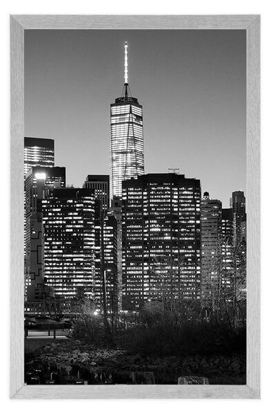 Plakat centrum New Yorku w czerni i bieli