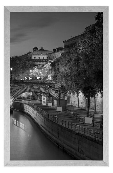 Plakat nabrzeże Paryża w czerni i bieli