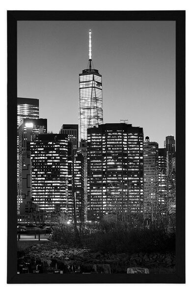 Plakat centrum New Yorku w czerni i bieli