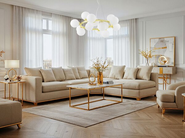 LAMPA WISZĄCA NOWOCZESNA ZŁOTO KLASYCZNE BIAŁE KULE MARSIADA 15