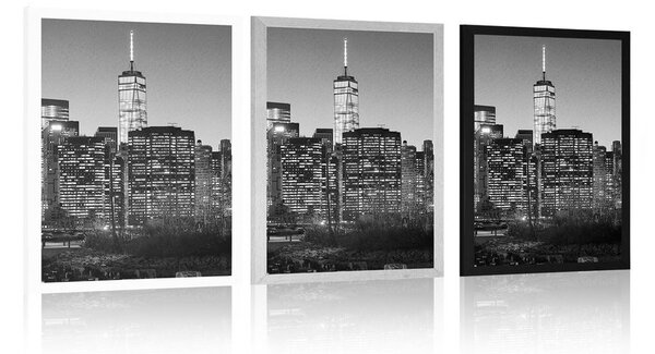 Plakat centrum New Yorku w czerni i bieli