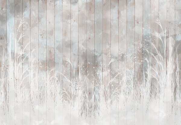 Fototapeta - Łąka na drewnie (196x136 cm)