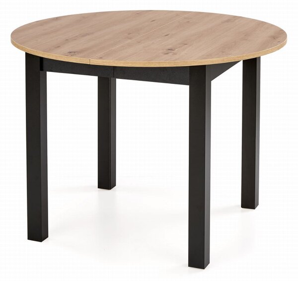 ST44M 102x102-142cm stół okrągły rozkładany dąb artisan nogi czarne