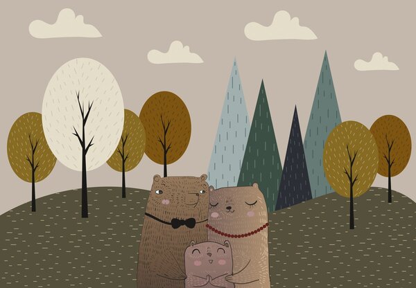 Fototapeta - Rodzina niedźwiedzi (196x136 cm)