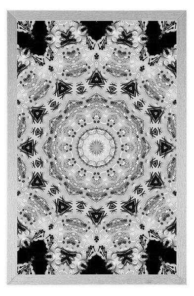 Plakat ciekawa Mandala w czerni i bieli