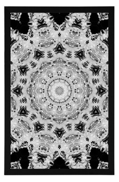 Plakat ciekawa Mandala w czerni i bieli