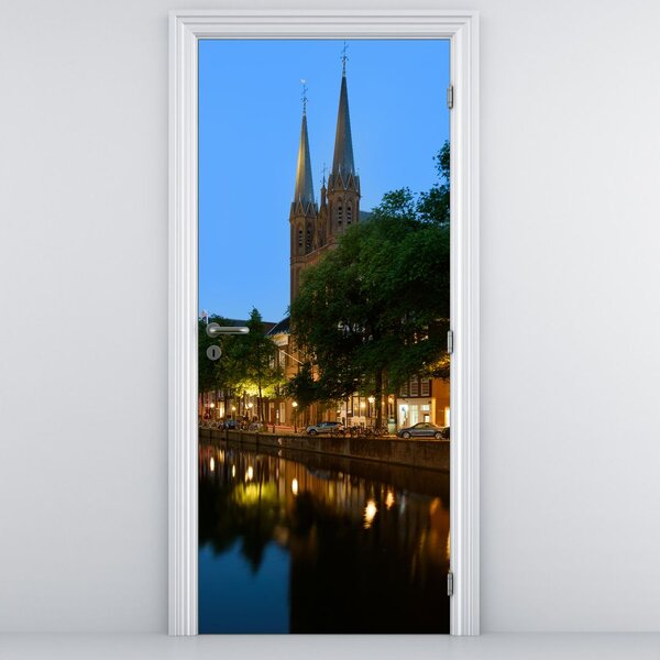 Fototapeta na drzwi - Historyczne miasto nocą (95x205cm)