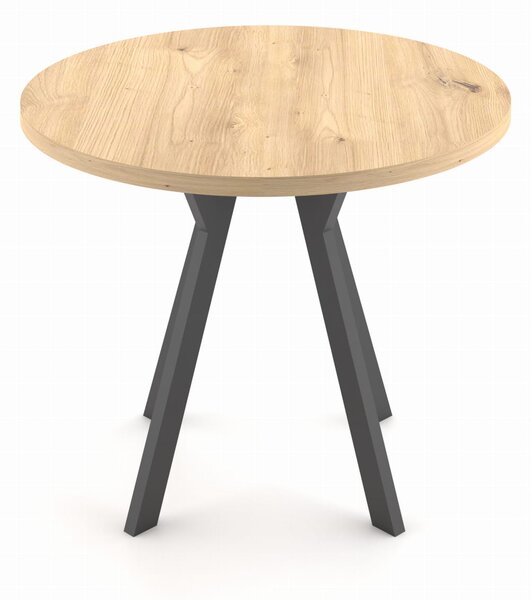 ST54M 102x102-200cm stół okrągły rozkładany dąb artisan nogi metalowe czarne