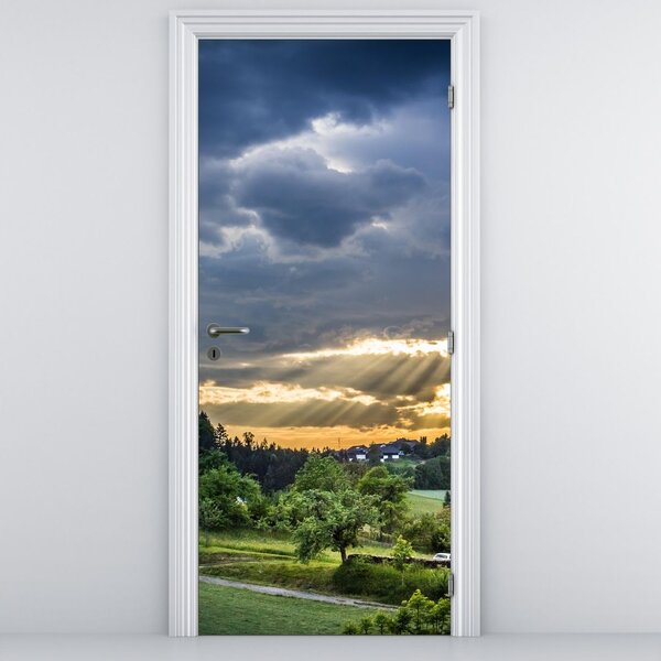 Fototapeta na drzwi - Krajobraz z promieniami (95x205cm)
