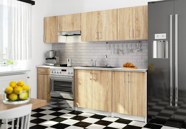Komplet mebli kuchennych 240 cm dąb sonoma N9-H08