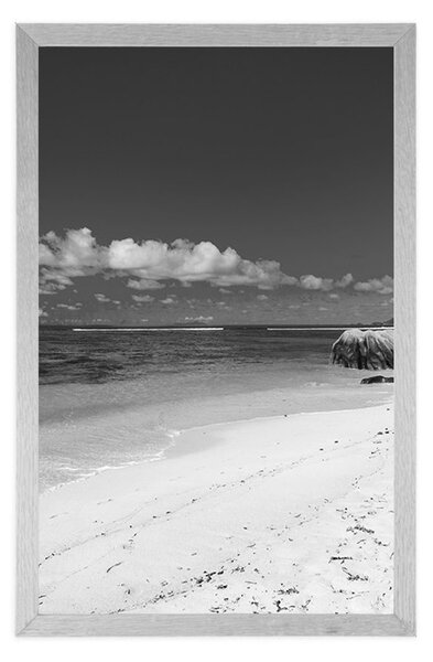 Plakat Czarno-biała plaża Anse Source