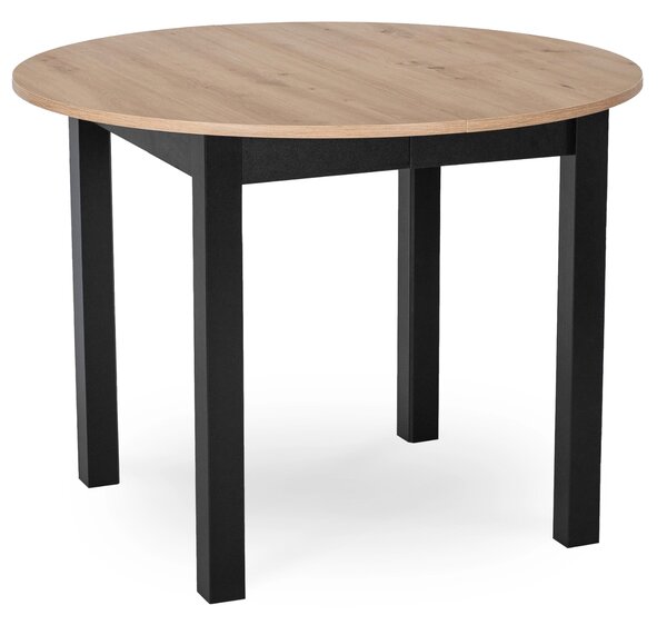 Stół okrągły rozkładany HARY 102-142 cm dąb artisan/ czarny
