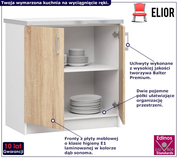 Dolna szafka kuchenna dąb sonoma 80 cm Z6-G22