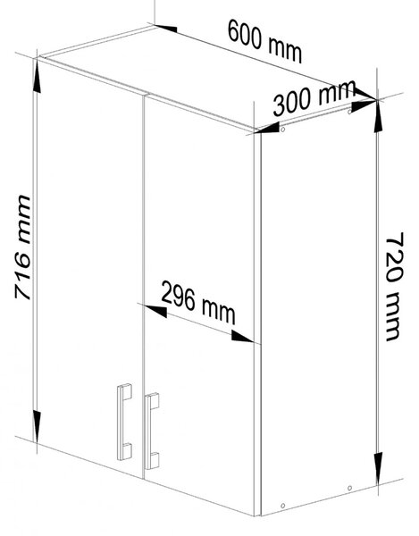Górna szafka kuchenna z podwójnym frontem 60 cm P4-F96