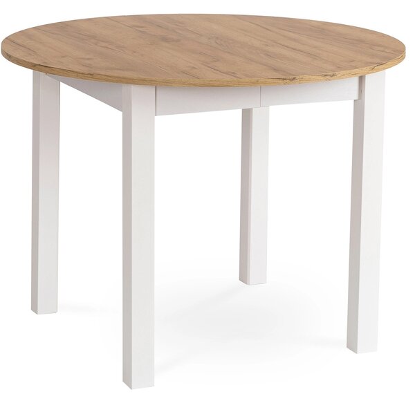 Stół okrągły rozkładany HARY 102-142 cm Dąb craft/Biały