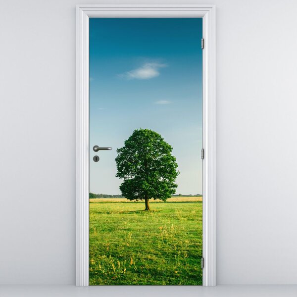 Fototapeta na drzwi - Drzewo na łące (95x205cm)