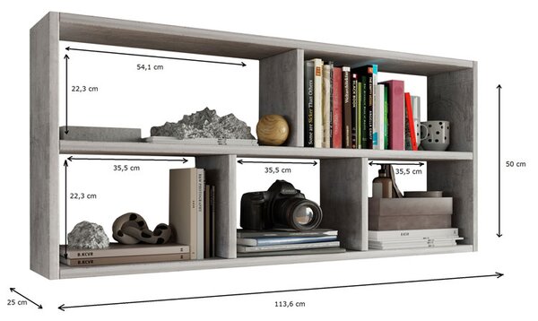 Nowoczesna półka na książki beton K2-E95