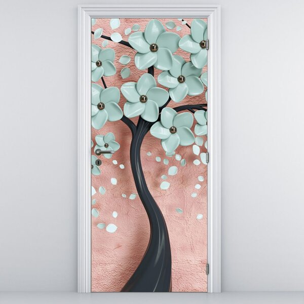 Fototapeta na drzwi - Pastelowe niebieskie kwiaty (95x205cm)
