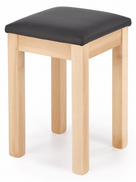 Taboret tapicerowany 01 czarny nogi buk naturalny