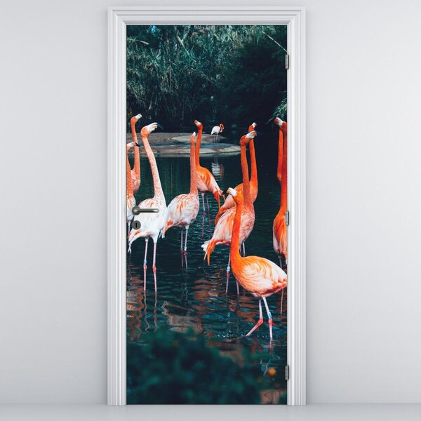 Fototapeta na drzwi - Stada flamingów (95x205cm)