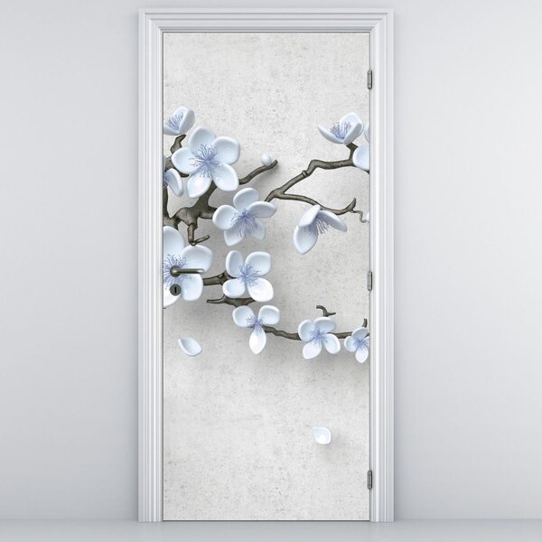 Fototapeta na drzwi - Niebieskie kwiaty (95x205cm)