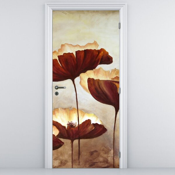 Fototapeta na drzwi - Czerwone kwiaty (95x205cm)