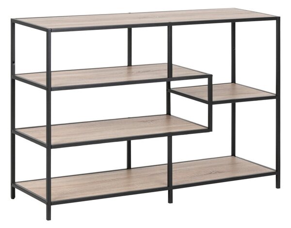 Czarno-naturalny regał w dekorze dębu 114x78 cm Seaford – Actona