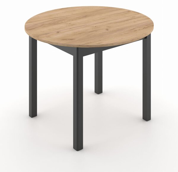 ST44M 102x102 cm stół okrągły rozkładany dąb craft nogi czarne