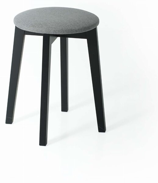 Taboret tapicerowany 12 tkanina kolor szary nogi czarne
