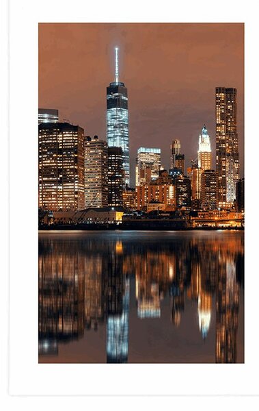 Plakat z passe-partout odbicie Manhattanu w wodzie