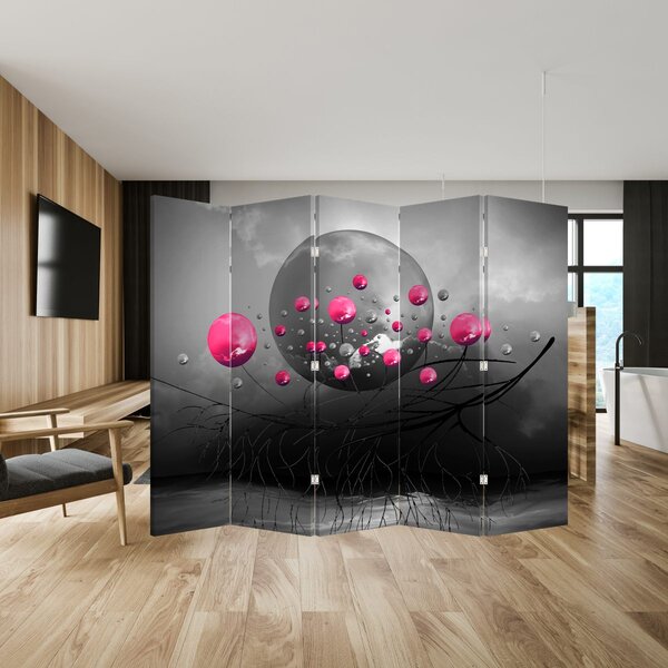 Parawan - Różowa abstrakcyjna kula (210x170 cm)