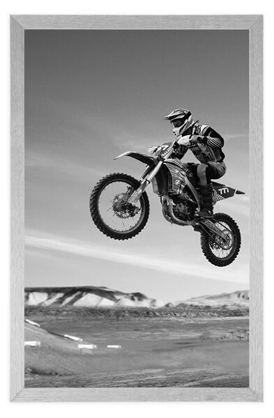 Plakat dla motocyklisów w czerni i bieli