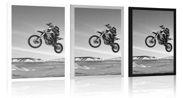 Plakat dla motocyklisów w czerni i bieli