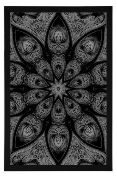 Plakat hipnotyczna Mandala w czarno-białym kolorze