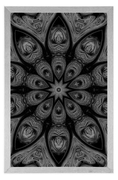 Plakat hipnotyczna Mandala w czarno-białym kolorze